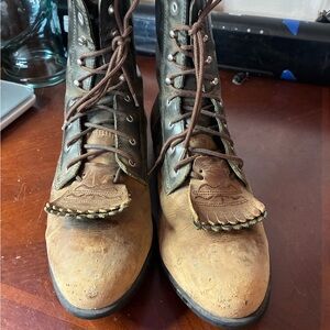 Ariat Ladies Heritage Lacer Kiltie Sz 11M Two Tone Cowgirl Ankle Western Boots